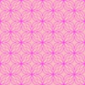 Magenta on pink geometric tile oval and circle scribbly lines seamless repeat pattern background