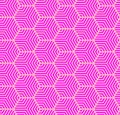 Magenta on pink multi hexagonal line pattern seamless repeat background Royalty Free Stock Photo
