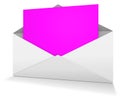 Magenta Postal envelope blank template for presentation layouts and design. 3D rendering