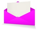 Magenta Postal envelope blank template for presentation layouts and design. 3D rendering