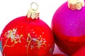 Magenta and red christmas balls Royalty Free Stock Photo