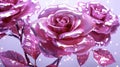 Magenta Rose Flowers Glitter Super Detail. Generative AI