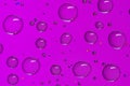 Magenta round water droplets background with pixel pattern.