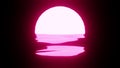 Magenta Sunset or Moon reflection in water or the ocean on black background Royalty Free Stock Photo