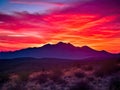 Magenta sunset over mountains