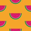 Magenta watermelon pattern on orange background