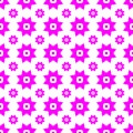 Magenta on white with two different sized stars with squares and circles seamless repeat pattern background Royalty Free Stock Photo