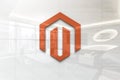 Magento on glossy office wall realistic texture Royalty Free Stock Photo