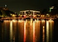 Magere bridge in Amsterdam at night Royalty Free Stock Photo