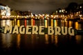 Magere Brug in Amsterdam at night Royalty Free Stock Photo