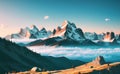 Magestic Snowy Mountains Fantasy Magical Illustration for childrens books. Generative AI