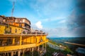 Building an inn in the mountains with beautiful nature Royalty Free Stock Photo