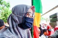 faces of young Indonesian women wearing masks to prevent the spread of covid-19