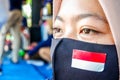 faces of young Indonesian women wearing masks to prevent the spread of covid-19