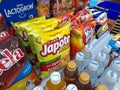 Magetan, Indonesia - September 19, 2022 : Rows of displays of beverages