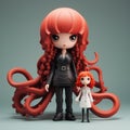 Magewave Collaboration: Dark Academia Octopus Figure With Red-haired Girl