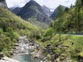 The Maggia river in the Maggia Valley or Valle Maggia or Maggiatal Fluss Maggia im Maggiatal