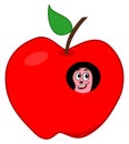 Maggot in a red apple