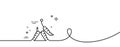 Maggots line icon. Fishing hook with worms sign. Continuous line with curl. Vector