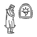 Maghrib Prayer Icon. Doodle Hand Drawn or Outline Icon Style