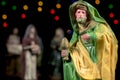 The magi Caspar. Nativity scene figurines. Christmas traditions.