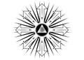 Ancient magical sigil, occult mystic symbol of chaos for witchcraft and black magic. Sacred Masonic all Seeing eye, the third eye