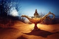 Magic Aladdins Genie lamp Royalty Free Stock Photo