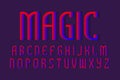 Magic alphabet of blue red gradient 3d letters. Rounded smoldering 3d font. Isolated english alphabet