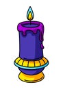 Magic antique candle on candlestick. Mystic, alchemy, spirituality, tattoo art.
