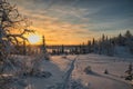 Magic arctic Christmas sunset.
