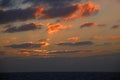 Magic of the Atlantic. Sunrise . Open ocean waves horizon and clouds.