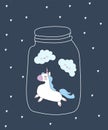 Magic background with little unicorns. Royalty Free Stock Photo