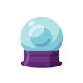 Magic ball flat vector illustration. Crystal sphere on stand, wizard attribute. Divination, fortune telling, sortilege Royalty Free Stock Photo