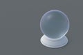 Magic ball. Predicting the future. Astrological forecast. Black, white magic. Empty glass sphere for predictions on gray backgroun