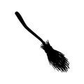 Magic black broom silhouette. Creepy symbol of magical witch flight and witchcraft rituals