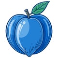 Magic Blue Apple Fruit Vector Cartoon Illustration With Green Leaf Royalty Free Stock Photo