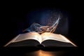 Magic Book With Open Pages And Abstract Lights Shini. Ai generative Royalty Free Stock Photo