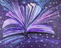 Magic book painted with acrylics on canvas