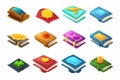 Magic books set game icons Royalty Free Stock Photo