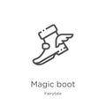 magic boot icon vector from fairytale collection. Thin line magic boot outline icon vector illustration. Outline, thin line magic Royalty Free Stock Photo