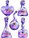 Magic bottles with all seeing eyes