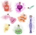 Magic bottles with love,passion,tender,patience,luck,dreams and harmony