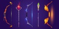 Magic bow and spear weapon icon for fantasy game Royalty Free Stock Photo