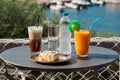 Magic breakfast during a sea vacation. Royalty Free Stock Photo