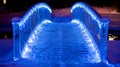 Magic bridge: a curved bridge leading to heaven, surrounded by sparkling crystals and flying fai