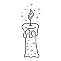 Magic candle with stars. Esoteric mystical symbol. Royalty Free Stock Photo