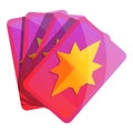 Magic cards icon, cartoon style