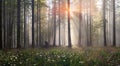 Magic Carpathian forest at dawn Royalty Free Stock Photo