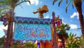 The Magic Carpets of Aladdin Sign at Magic Kingdom Royalty Free Stock Photo