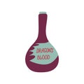 Magic cartoon bottle of dragons blood potions. Vector illustrations of magic elixir